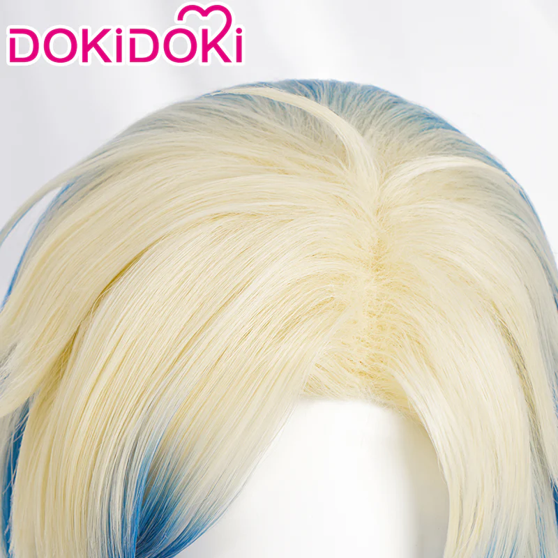 【Ready For Ship】DokiDoki Anime  Cosplay  Wig / Tattoo Short Light Gold Blue Gradient - Image 3