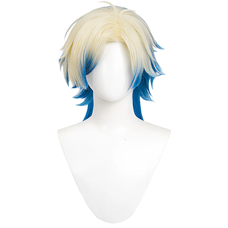【Ready For Ship】DokiDoki Anime  Cosplay  Wig / Tattoo Short Light Gold Blue Gradient - Image 4