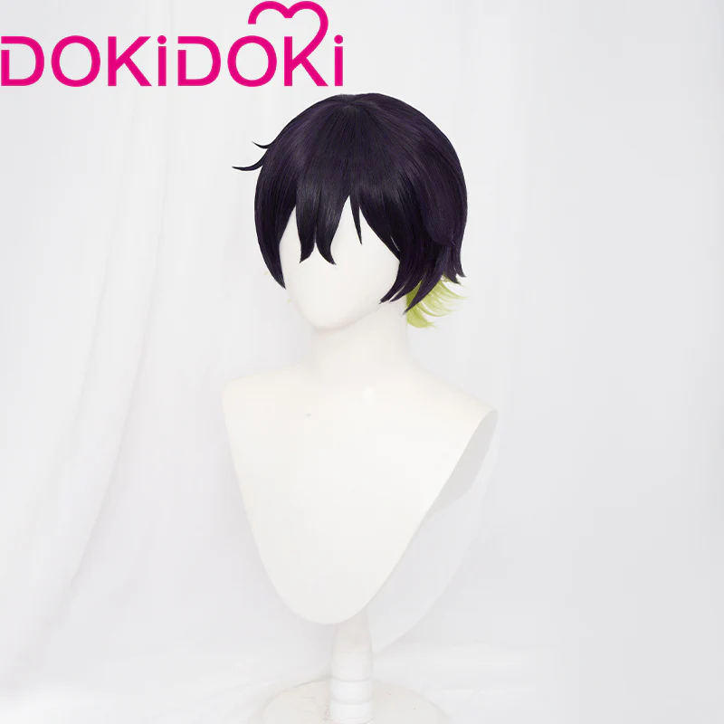 【Ready For Ship】DokiDoki Anime Cosplay  Wig Short Deep Purple Green Hair - Image 3