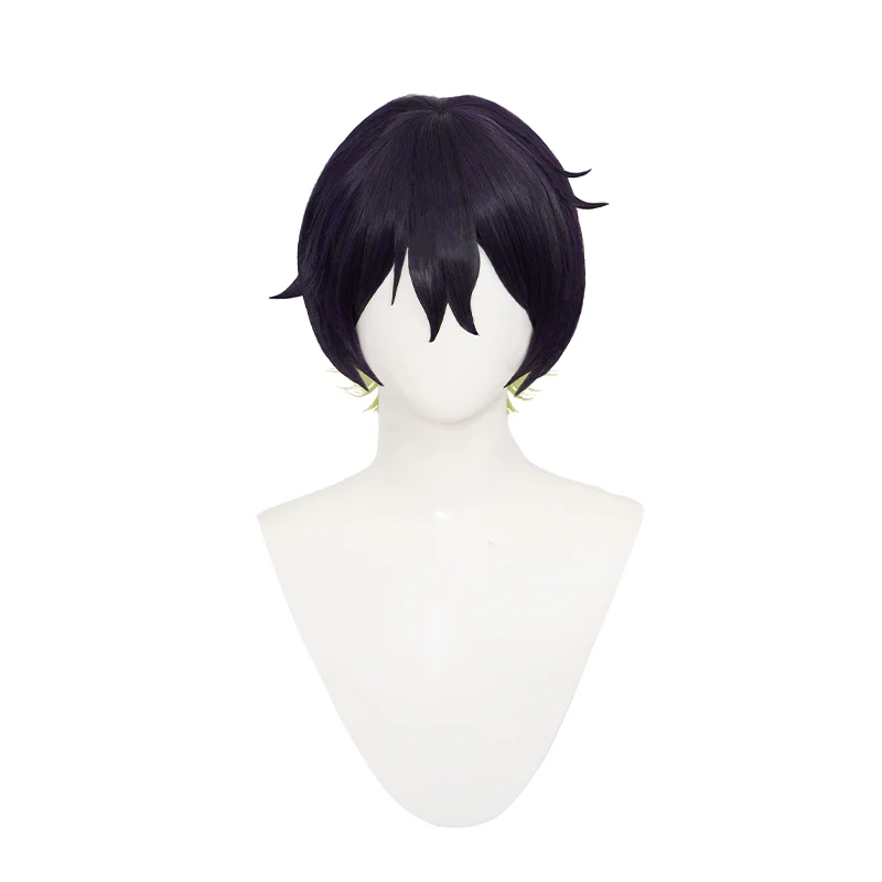 【Ready For Ship】DokiDoki Anime Cosplay  Wig Short Deep Purple Green Hair - Image 5