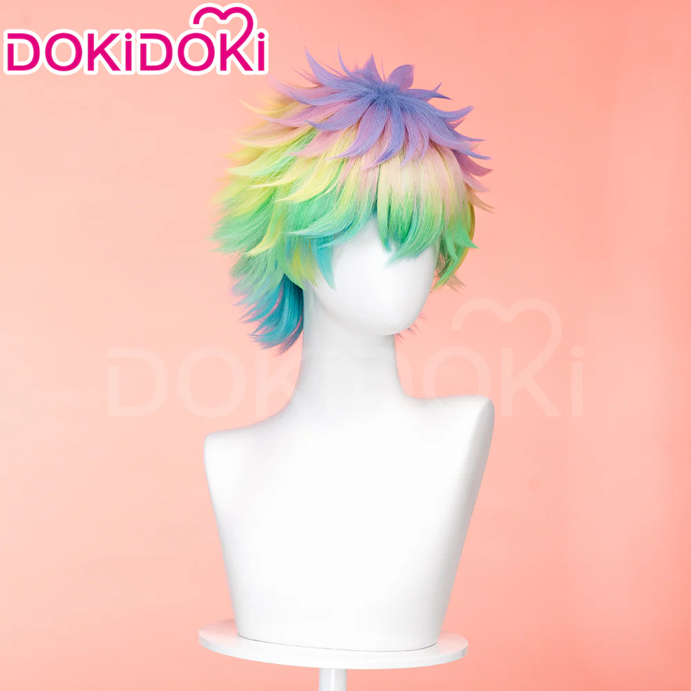 DokiDoki Anime Cosplay  Cosplay Wig Short Straight Purple Green Blue Hair - Image 3