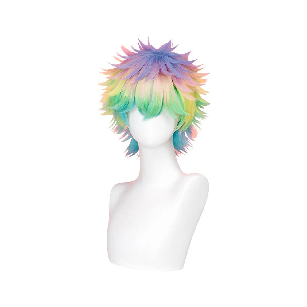 DokiDoki Anime Cosplay  Cosplay Wig Short Straight Purple Green Blue Hair - Image 5