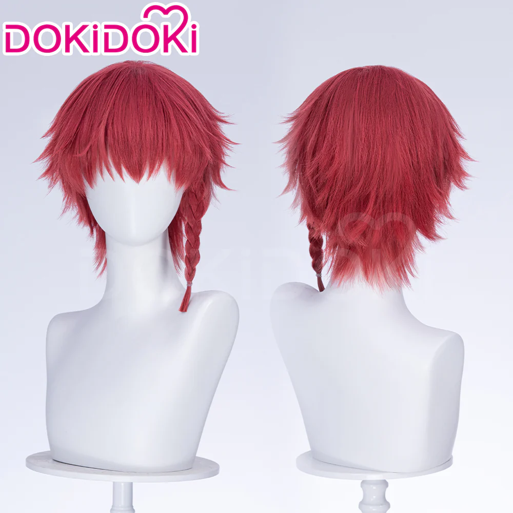 【Ready For Ship】DokiDoki Anime Cosplay Wig Red Pink Short Braid - Image 2