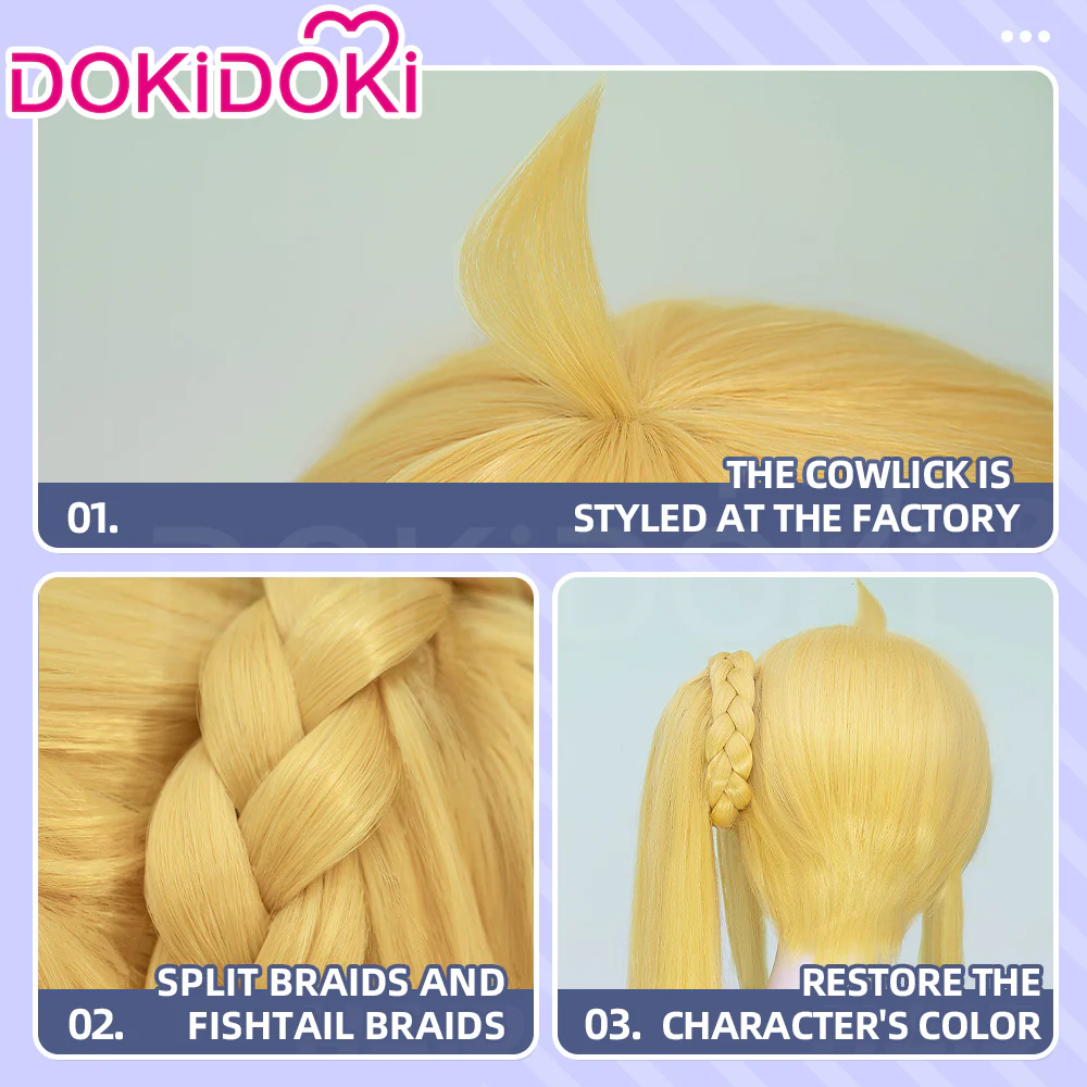 【Ready For Ship】DokiDoki Anime Bocchi the Rock! Cosplay Ijichi Nijika Wig Long Straight Yellow Hair Long Ponytail Kessoku Band - Image 4