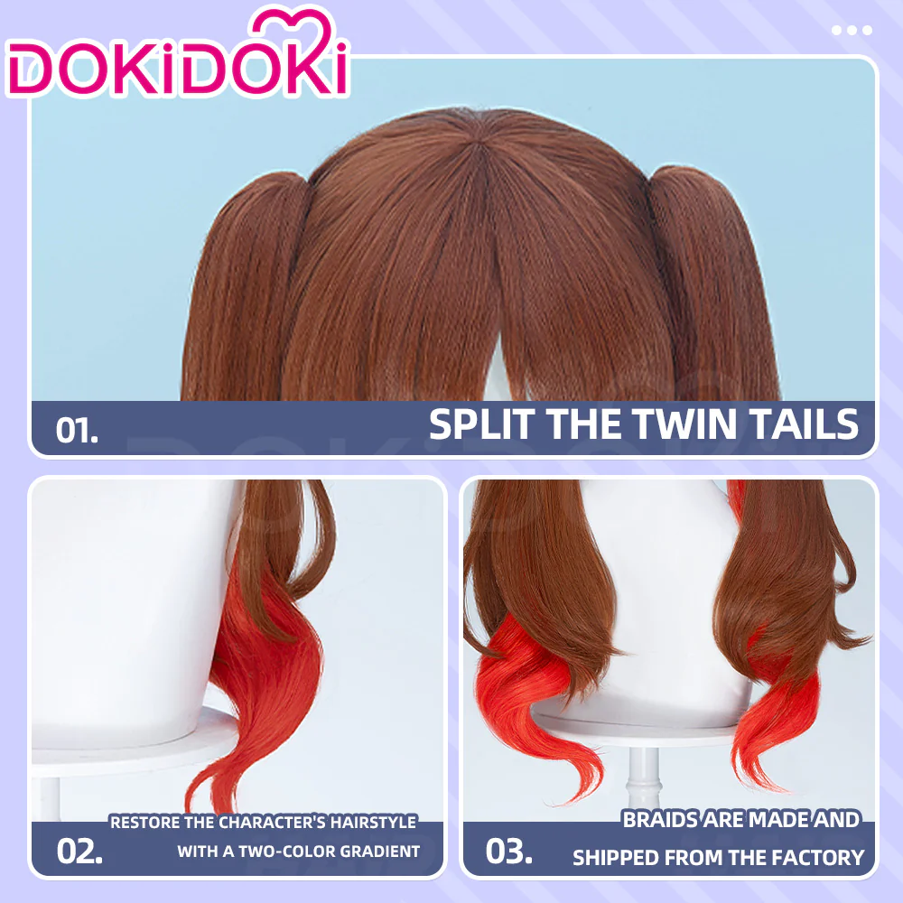 【Ready For Ship】DokiDoki Anime Bocchi the Rock! Cosplay Otsuki Yoyoko Wig Long Curly Brown Red Highlight Hair SIDEROS - Image 4