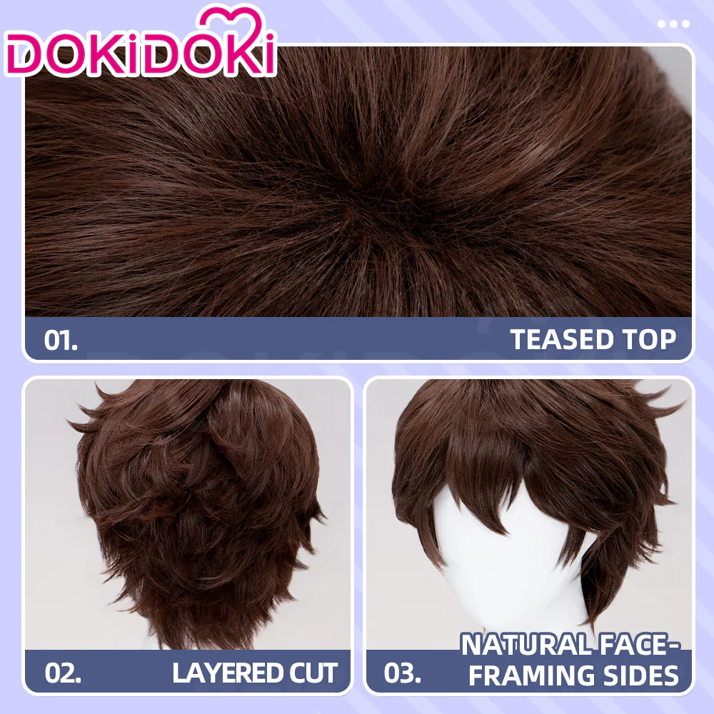 【Ready For Ship】DokiDoki Anime Cat's Eye Cosplay Ai Kisugi Wig Short Brown Hair - Image 4