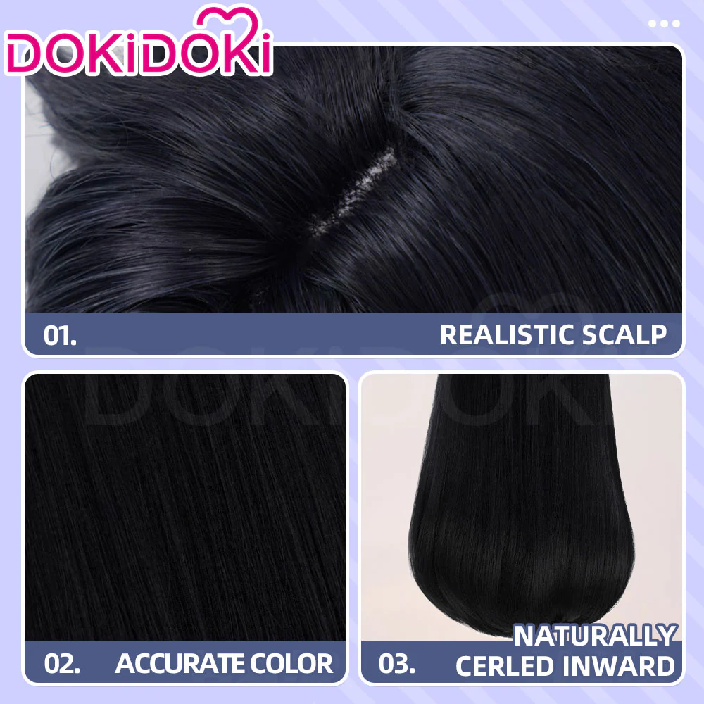 【Ready For Ship】DokiDoki Anime Cat's Eye Cosplay Hitomi Kisugi Wig Long Black Hair - Image 3