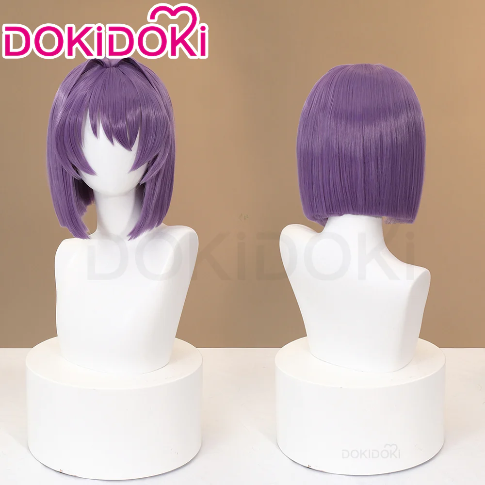 【Ready For Ship】DokiDoki Anime Clannad Cosplay Fujibayashi Ryou Wig Short Straight Purple Hair