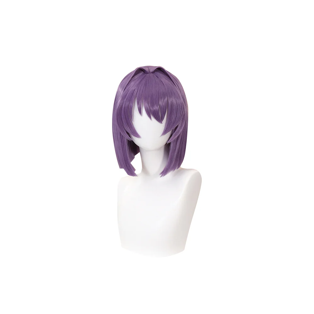 【Ready For Ship】DokiDoki Anime Clannad Cosplay Fujibayashi Ryou Wig Short Straight Purple Hair - Image 2