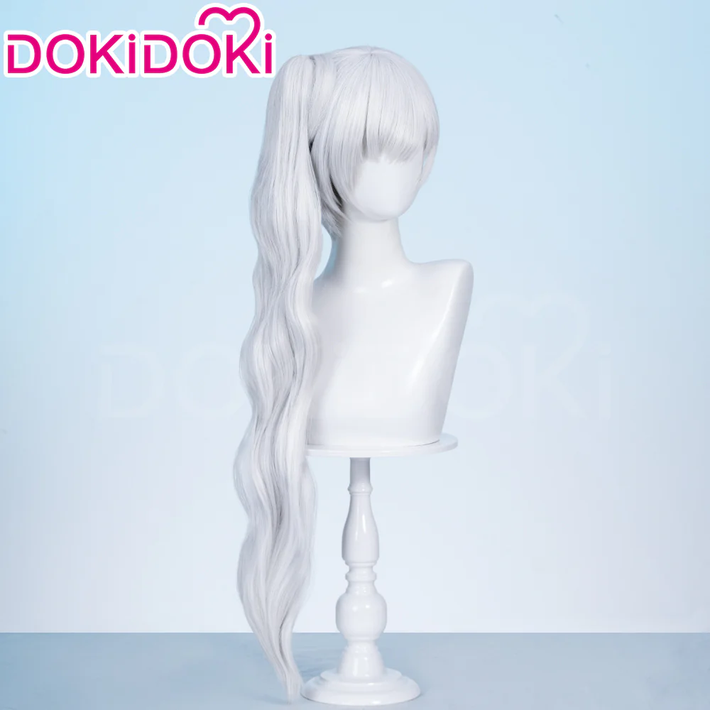 【Ready For Ship】DokiDoki Anime Copslay White Ice Queen Wig Long Curly White Hair Single Side Ponytail - Image 3