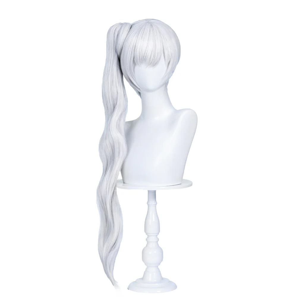 【Ready For Ship】DokiDoki Anime Copslay White Ice Queen Wig Long Curly White Hair Single Side Ponytail - Image 5