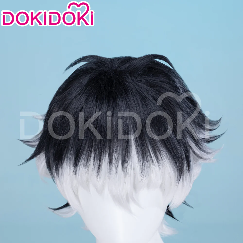 DokiDoki Anime Cosaply Wig Short Straight Black Grey Hair - Image 10