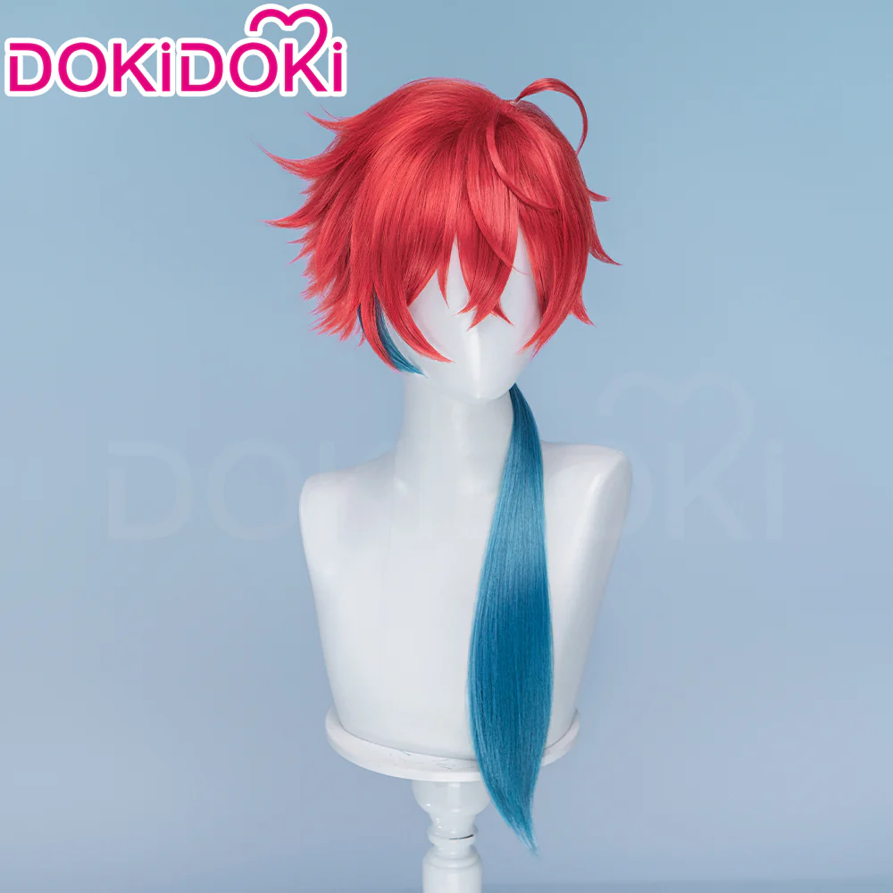 DokiDoki Anime Cosmic Princess Kaguya! Cosplay Akira Mikado Wig Long Red Green Braid Hair - Image 3