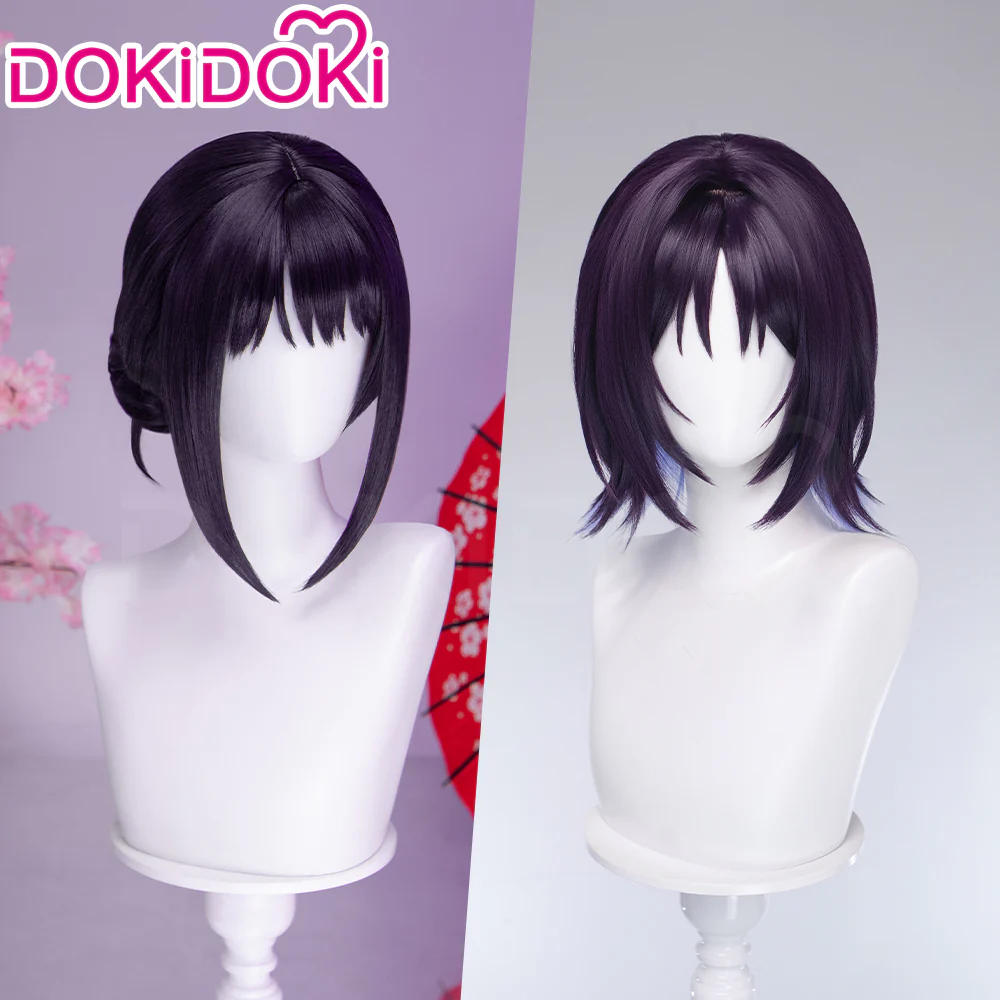 DokiDoki Anime Cosmic Princess Kaguya! Cosplay Iroha Sakayori Wig Short Purple Blue Hair Bun