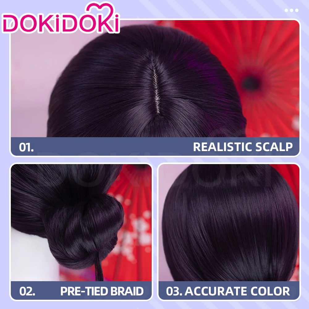DokiDoki Anime Cosmic Princess Kaguya! Cosplay Iroha Sakayori Wig Short Purple Blue Hair Bun - Image 10