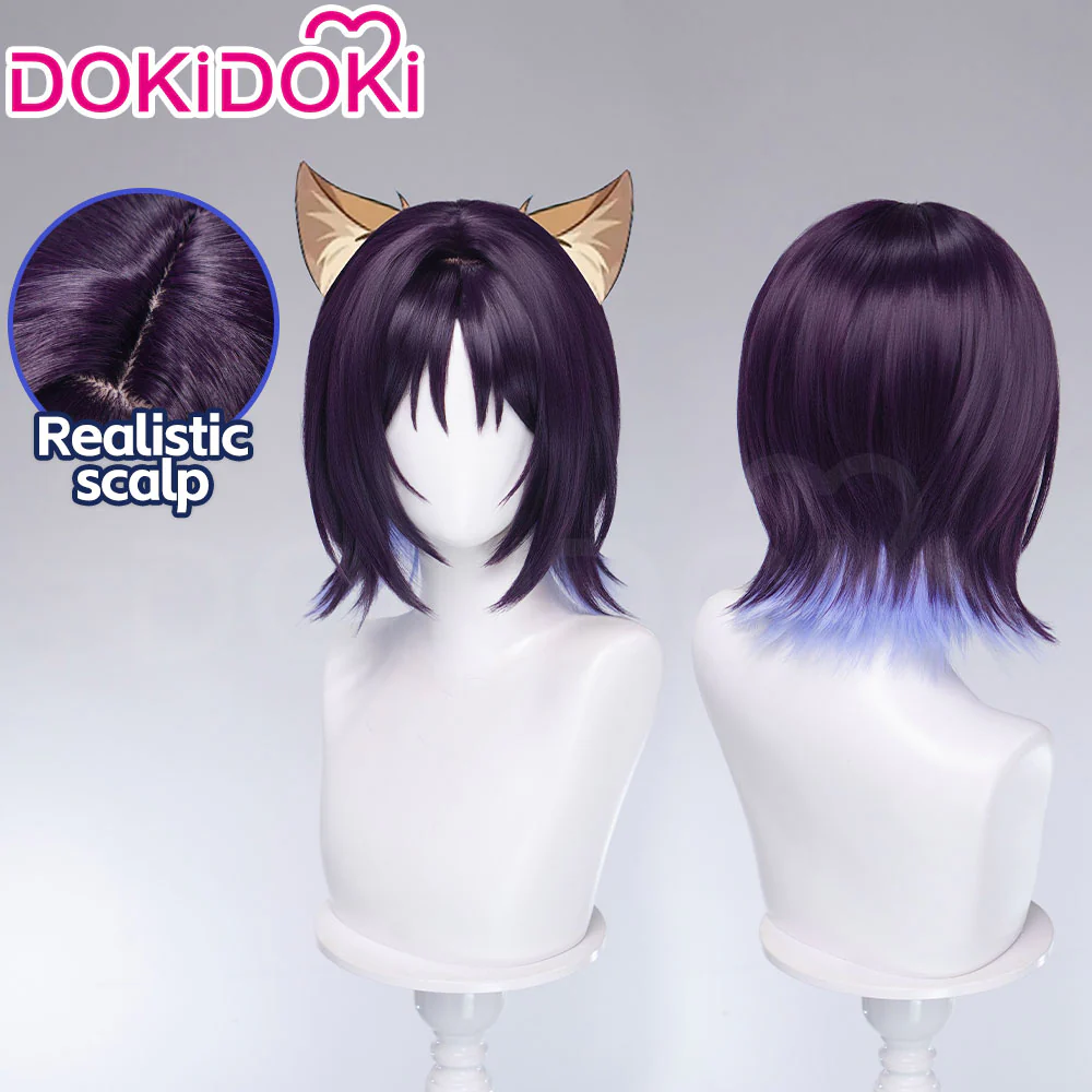 DokiDoki Anime Cosmic Princess Kaguya! Cosplay Iroha Sakayori Wig Short Purple Blue Hair Bun - Image 2