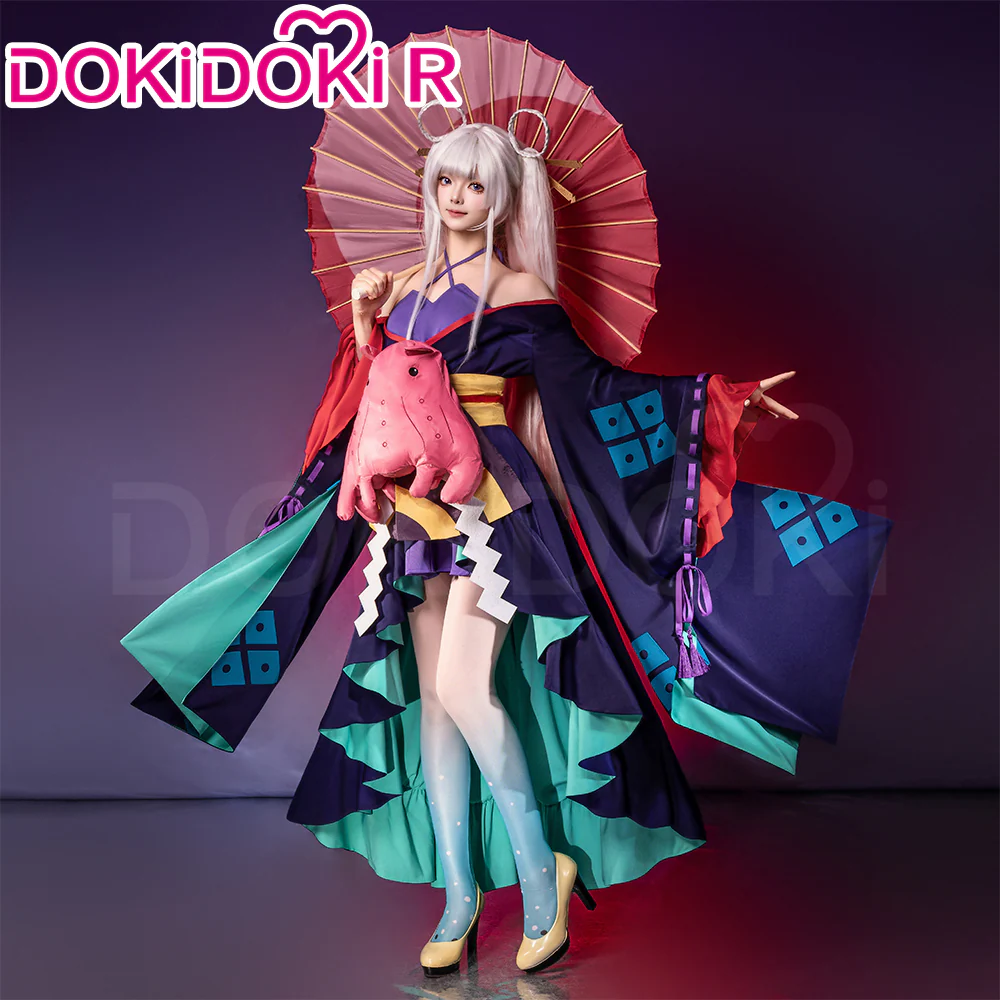 DokiDoki-R Anime Cosmic Princess Kaguya! Cosplay Runami Yachiyo Costume / Umbrella / Octopus Plush - Image 2