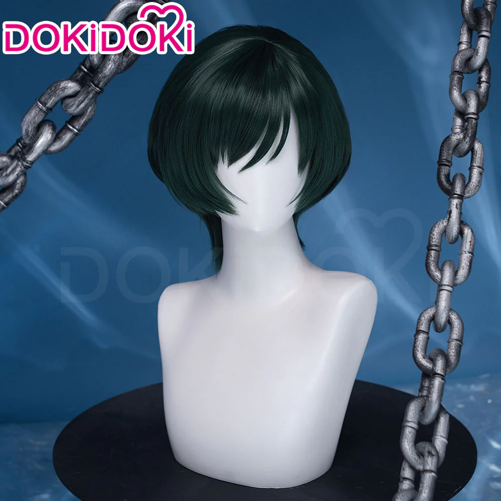Dokidoki Anime Cosplay Wig Short Green Hair Halloween - Image 3