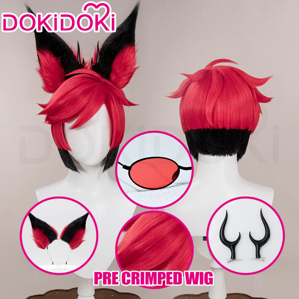 【Ready For Ship】DokiDoki Anime Cosplay Wig / Glasses / Ears / Headpieces Short Red Black / Black Gloves Red Nails - Image 2