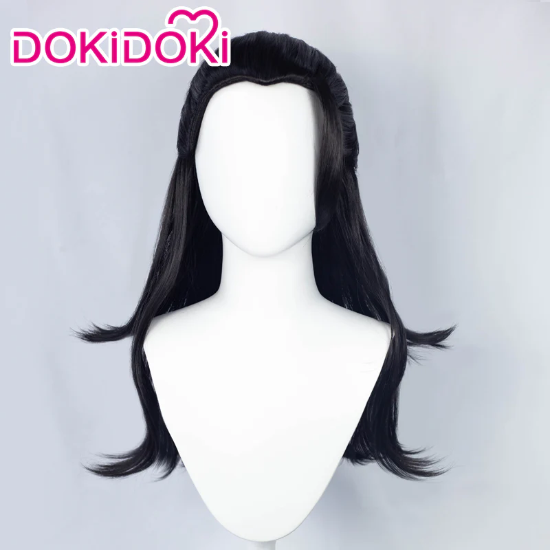 Dokidoki Anime Cosplay Wig Long Black Half Bun Hair/ Earrings - Image 2