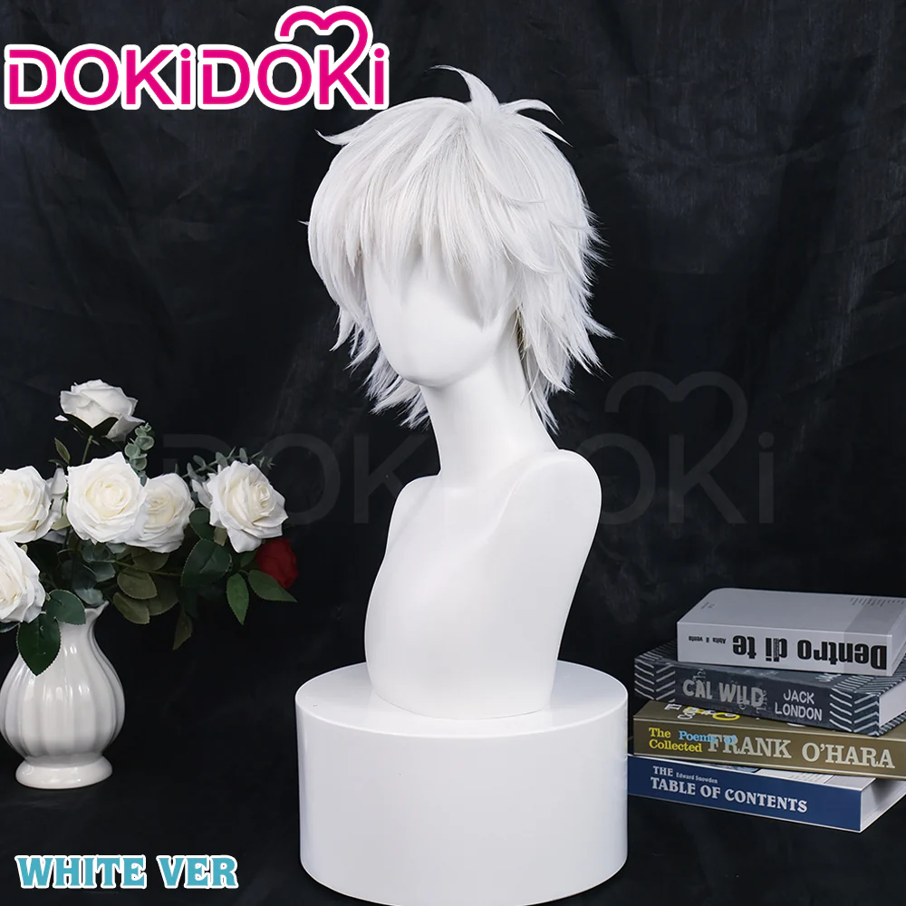 【Grey Ver. Ready For Ship】DokiDoki Anime Cosplay White/ Grey Wig/ Glasses/ White False Eyelash Short Grey Halloween - Image 10