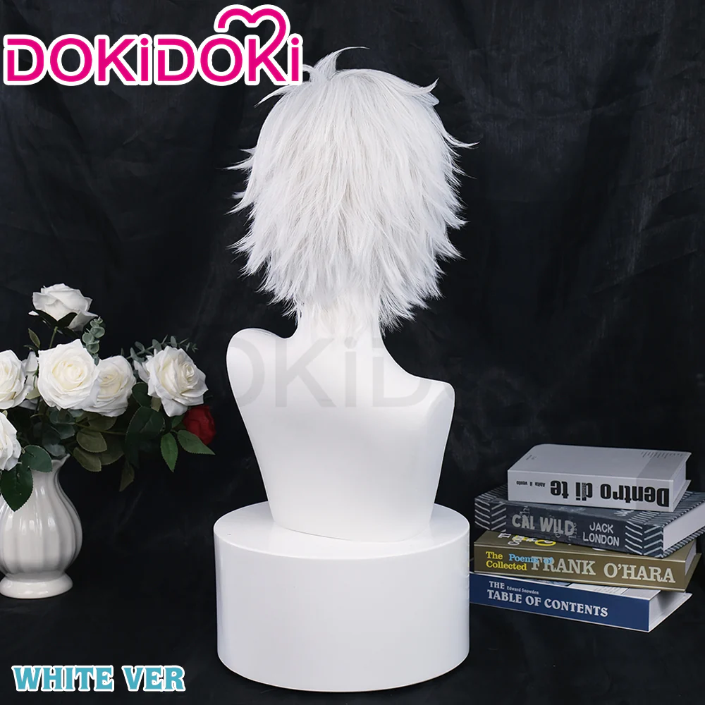 【Grey Ver. Ready For Ship】DokiDoki Anime Cosplay White/ Grey Wig/ Glasses/ White False Eyelash Short Grey Halloween - Image 11