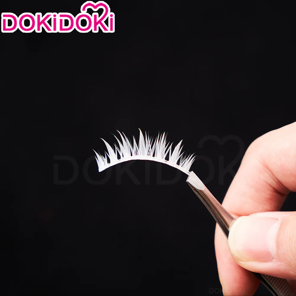 【Grey Ver. Ready For Ship】DokiDoki Anime Cosplay White/ Grey Wig/ Glasses/ White False Eyelash Short Grey Halloween - Image 9
