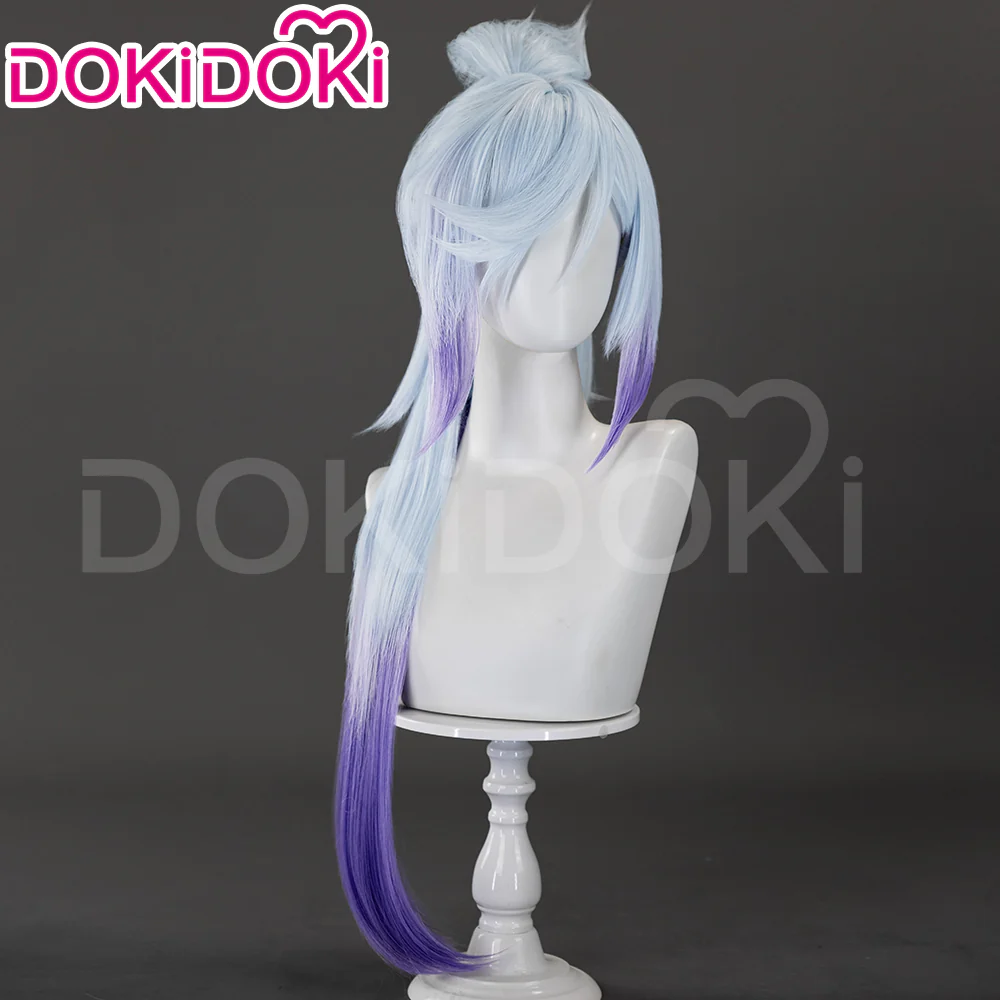 【Ready For Ship】DokiDoki Anime Cosplay Kneesoocks Cosplay Wig Long Straight Light Blue Purple Highlights Hair - Image 2