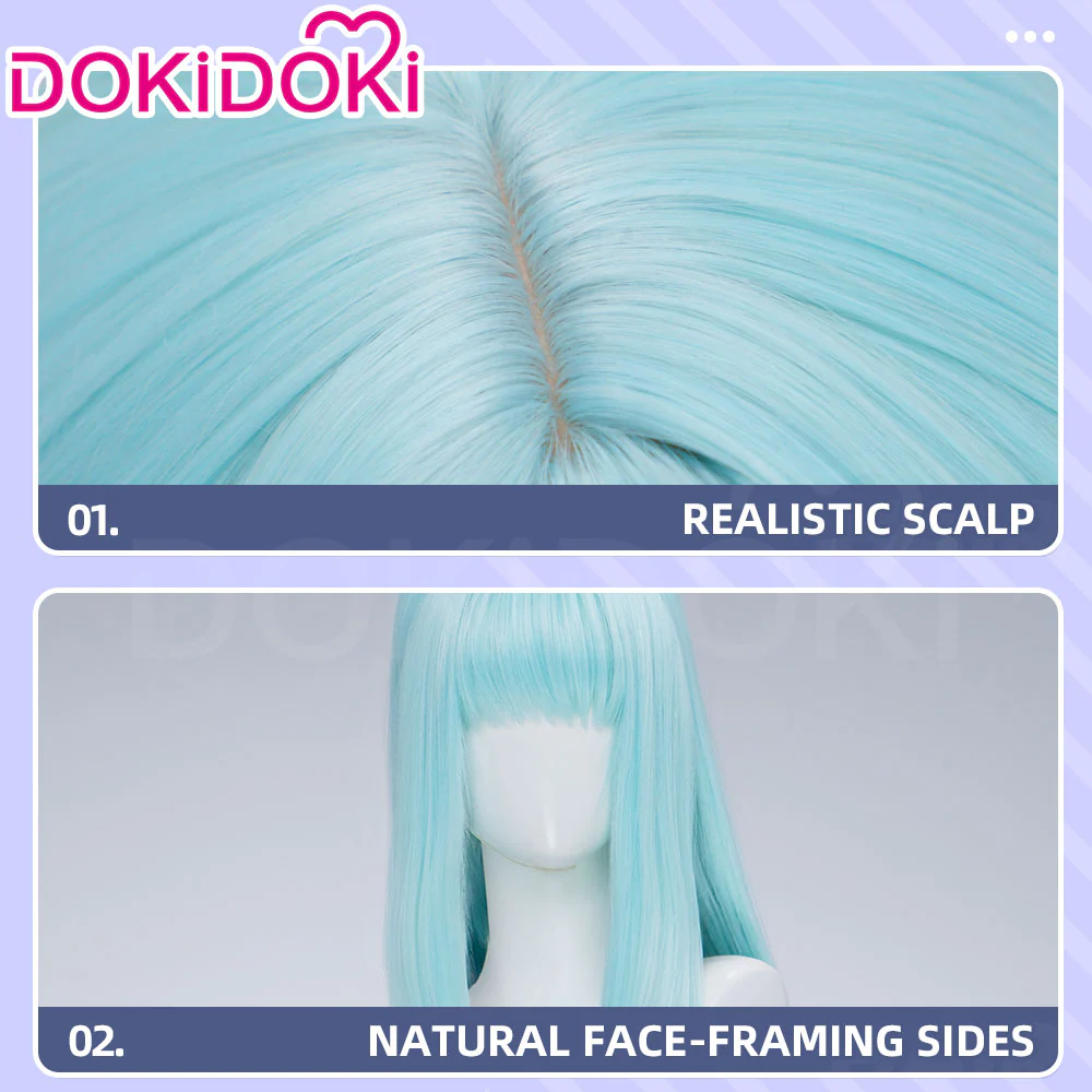 DokiDoki Anime Cosplay Magical Transformation Wig Long Straight Pale Blue Hair - Image 4