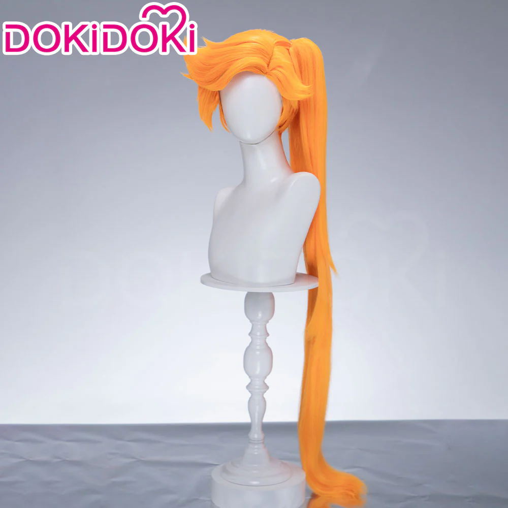 DokiDoki Anime Cosplay Magical Transformation Wig Long Curly Orange Hair Side Ponytail - Image 2