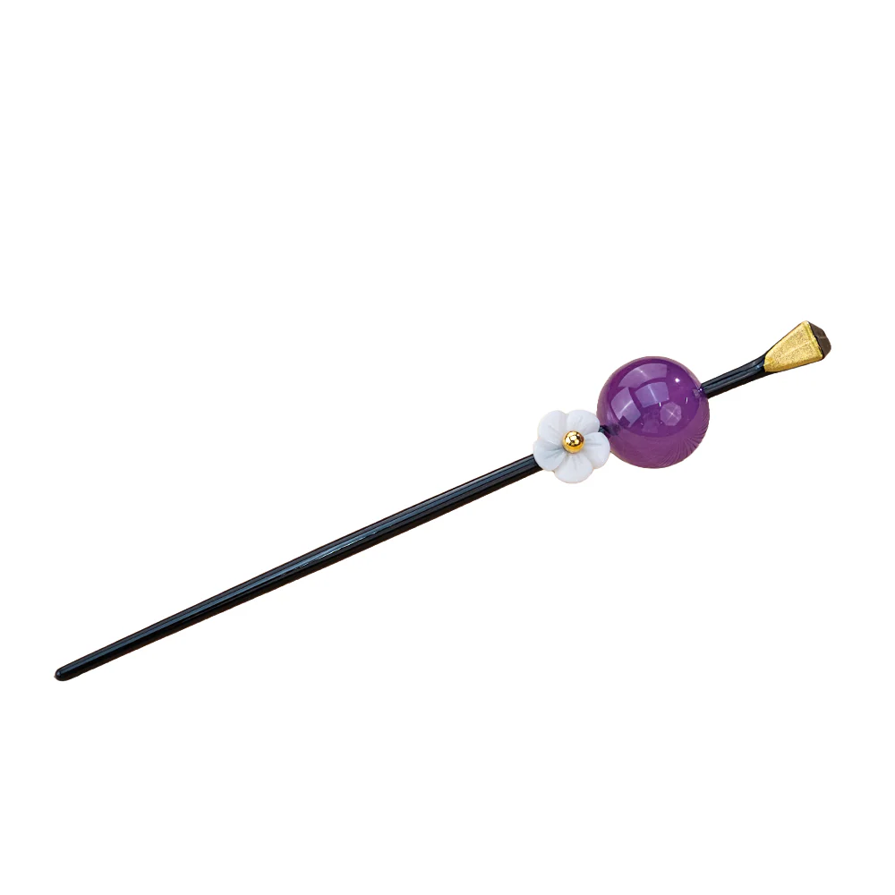 DokiDoki Anime Cosplay Prop Purple Bead Daisy Hairpin - Image 3