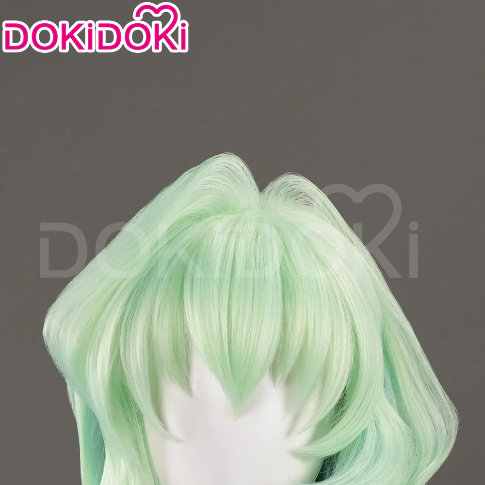 【Ready For Ship】DokiDoki Anime Cosplay Scantty Cosplay Wig Long Curly Light Dark Green Gradient Hair /  Horn - Image 5