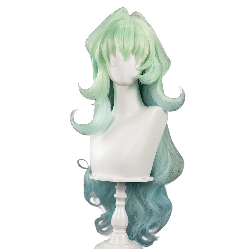【Ready For Ship】DokiDoki Anime Cosplay Scantty Cosplay Wig Long Curly Light Dark Green Gradient Hair /  Horn - Image 6