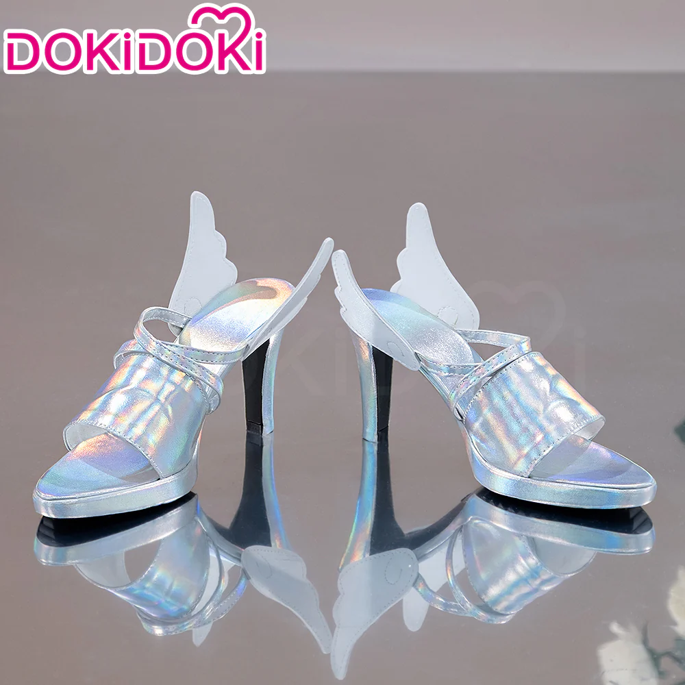 DokiDoki Anime Cosplay Silver Laser Battle Shoes Wing High Heel Boots
