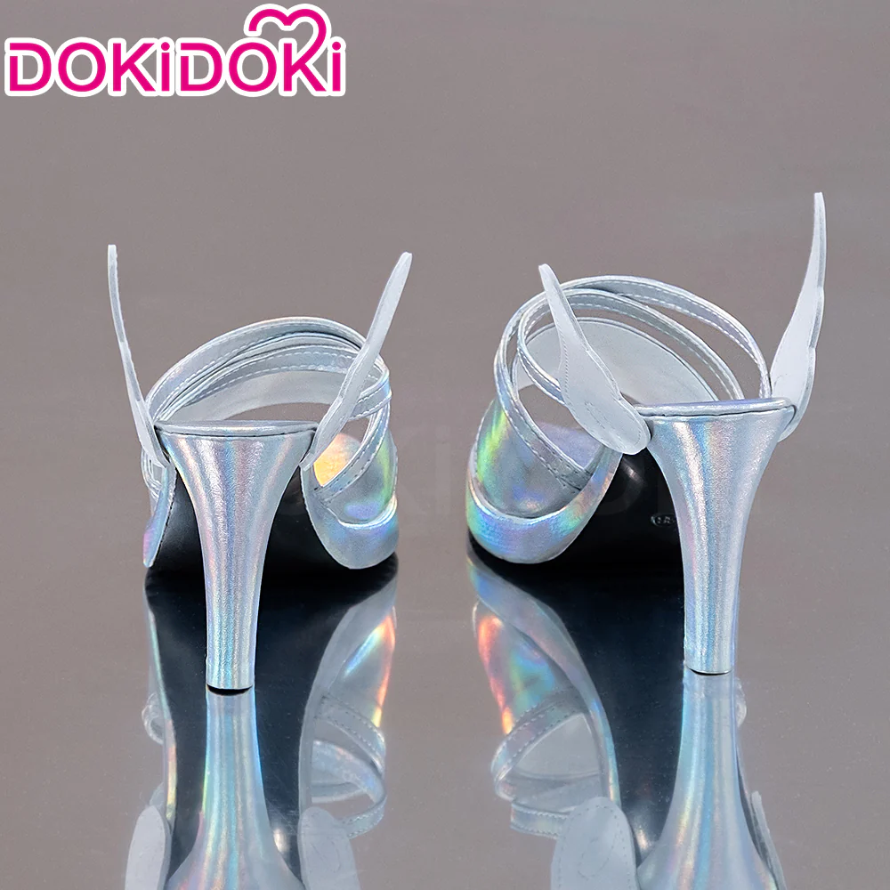 DokiDoki Anime Cosplay Silver Laser Battle Shoes Wing High Heel Boots - Image 2