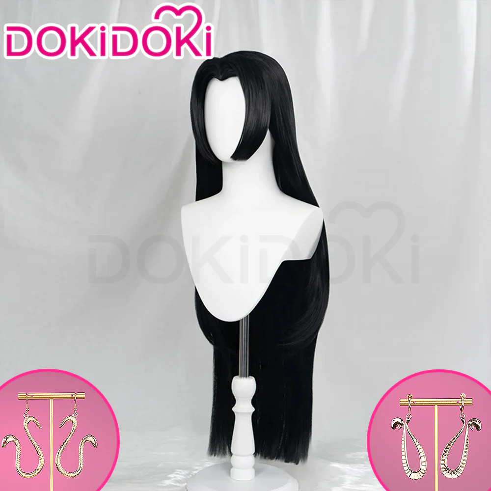 【Ready For Ship】DokiDoki Anime  Cosplay Wig Black Long Straight Hair / Earring