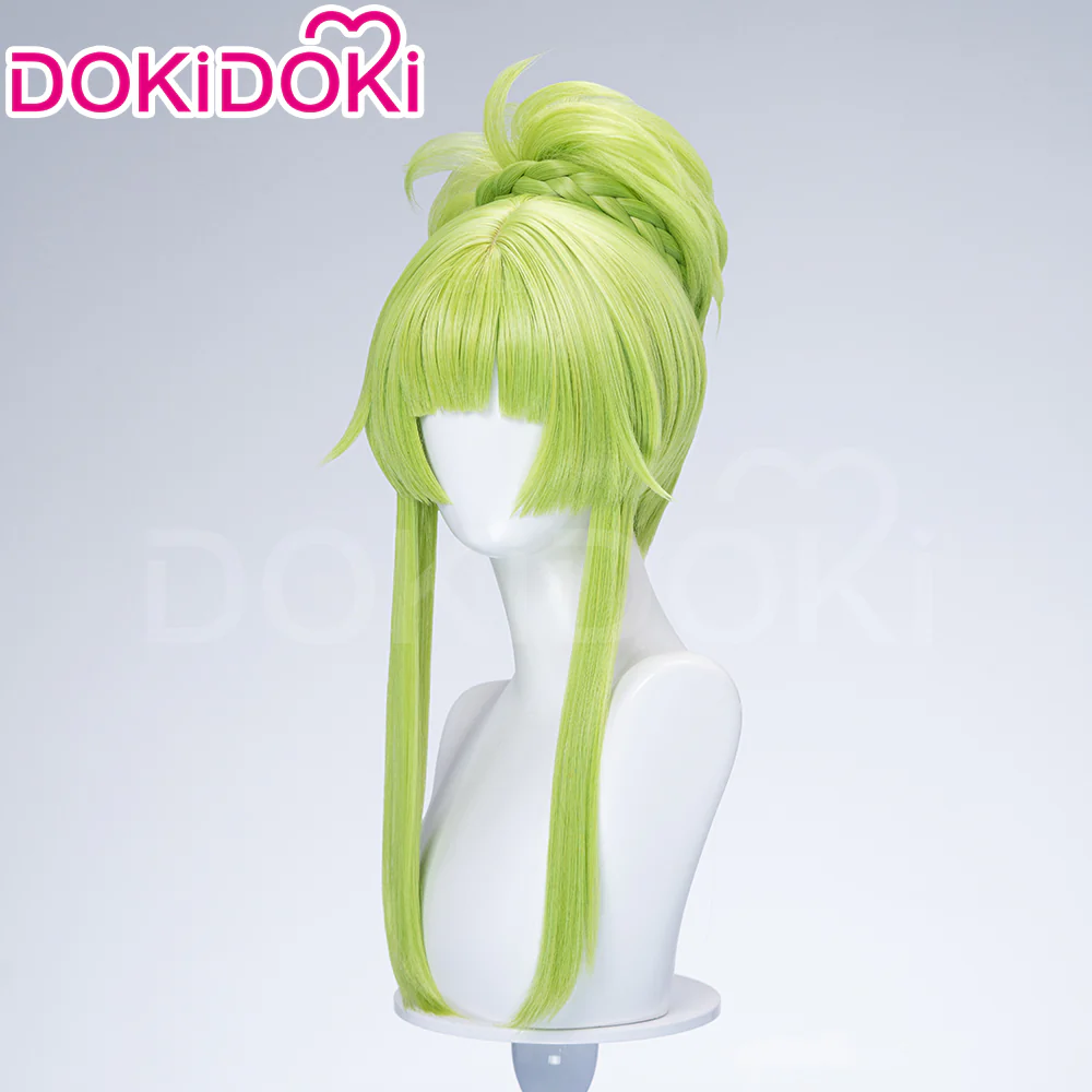 DokiDoki Anime Cosplay Women Wig Long Green Hair Buns - Image 2