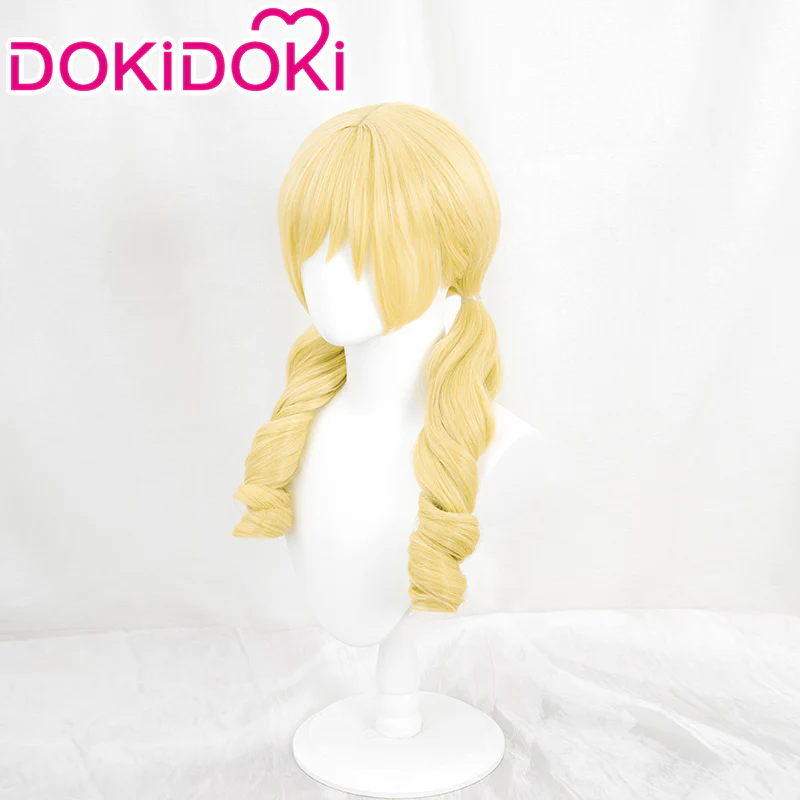 【Ready For Ship】DokiDoki Anime Cosplay Wig Long Curly Yellow Headwear - Image 2
