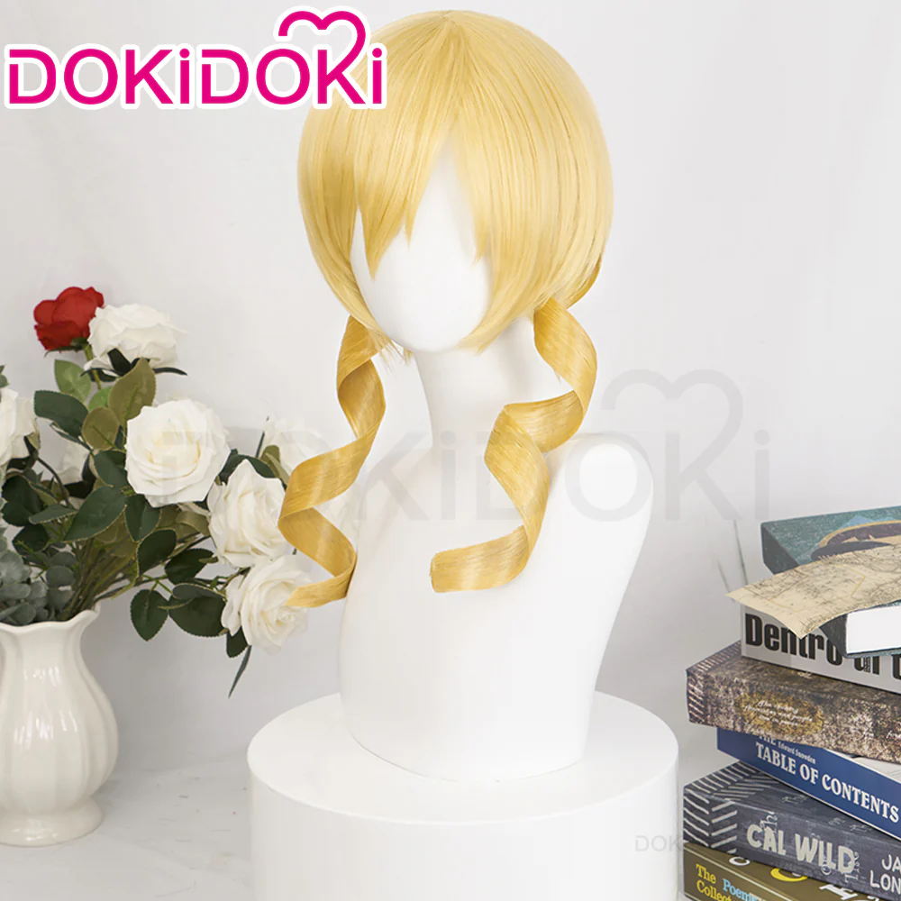 【Ready For Ship】DokiDoki Anime Cosplay Wig Long Curly Yellow Styled Headwear - Image 2