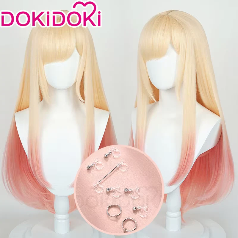 【Ready For Ship】DokiDoki Anime Cosplay Women Wig / Ear Clip / Tattoo Sticker Long Golden Pink Gradient Silver Purple Hair Bunny Girl - Image 2