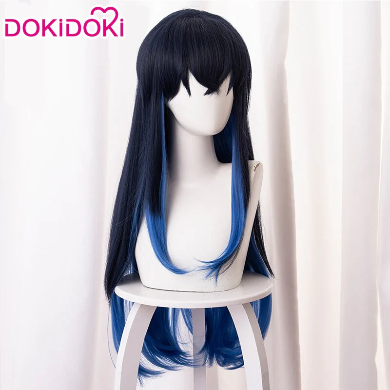 Dokidoki  Anime Cosplay Wig Long Hair Dark Blue Halloween - Image 4