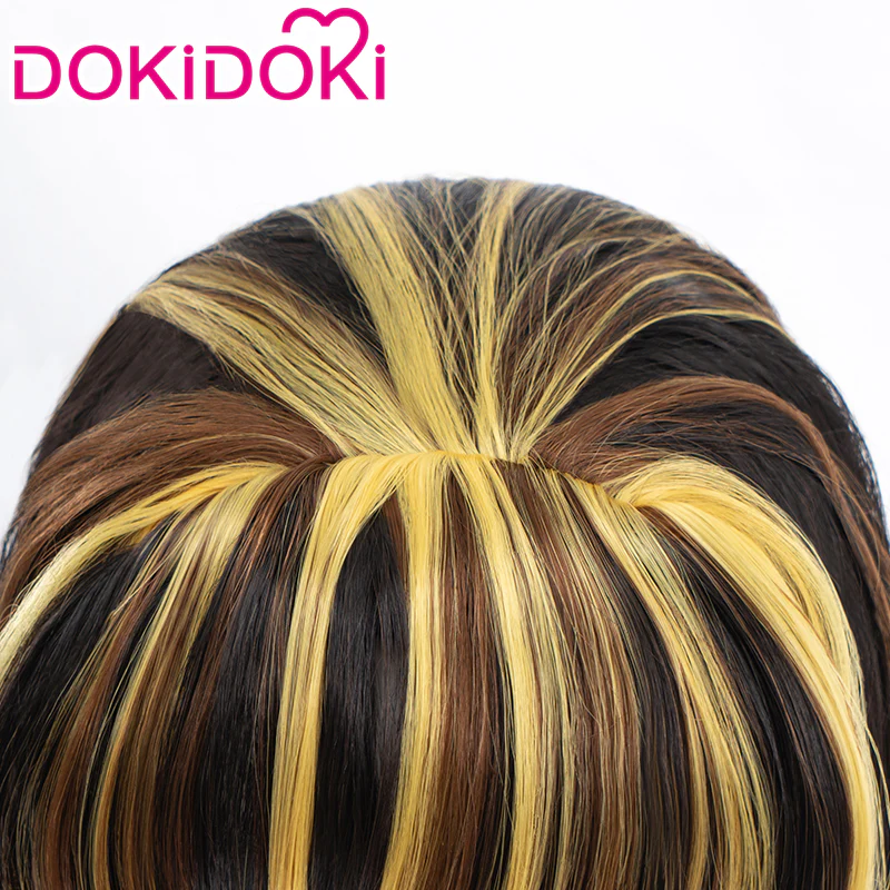 【Ready For Ship】DokiDoki Anime Cosplay Wig Long Straight Black Yellow Hair - Image 3