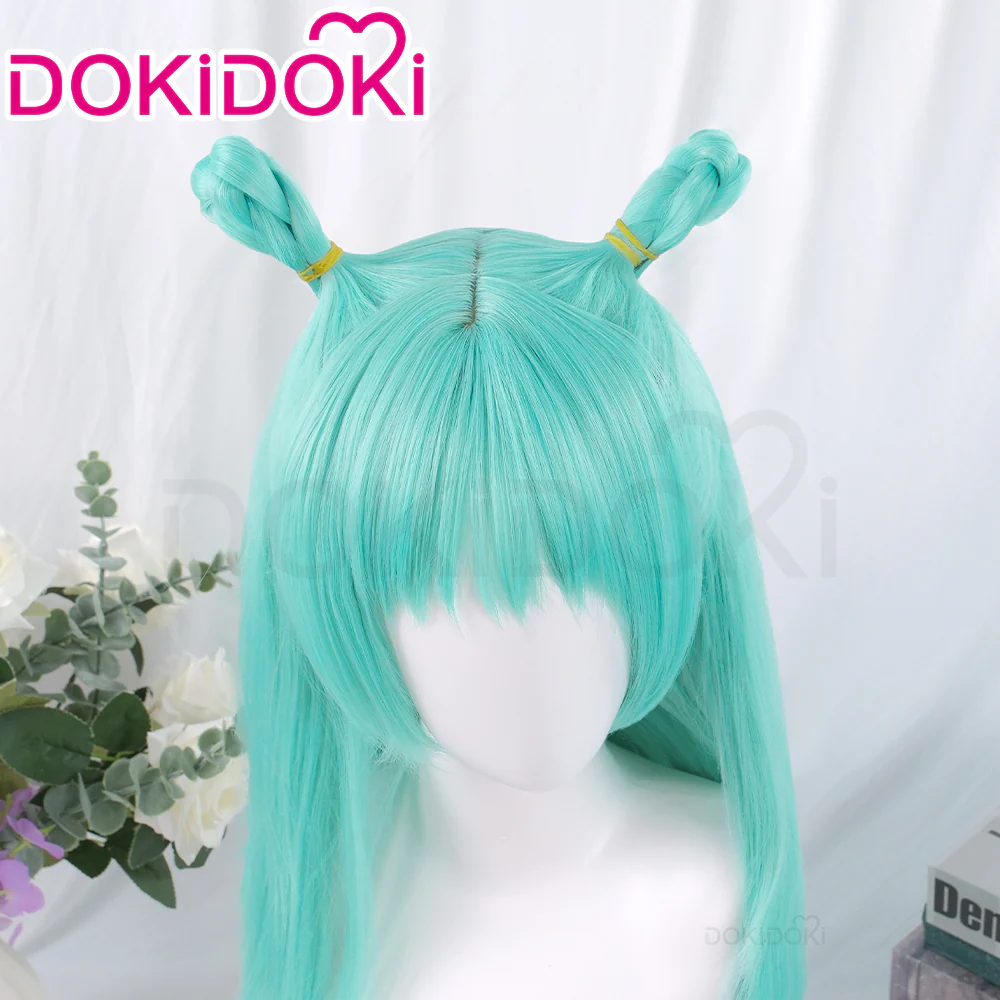 Dokidoki Anime Cosplay Wig Long Straight Green Hair Meimei - Image 4