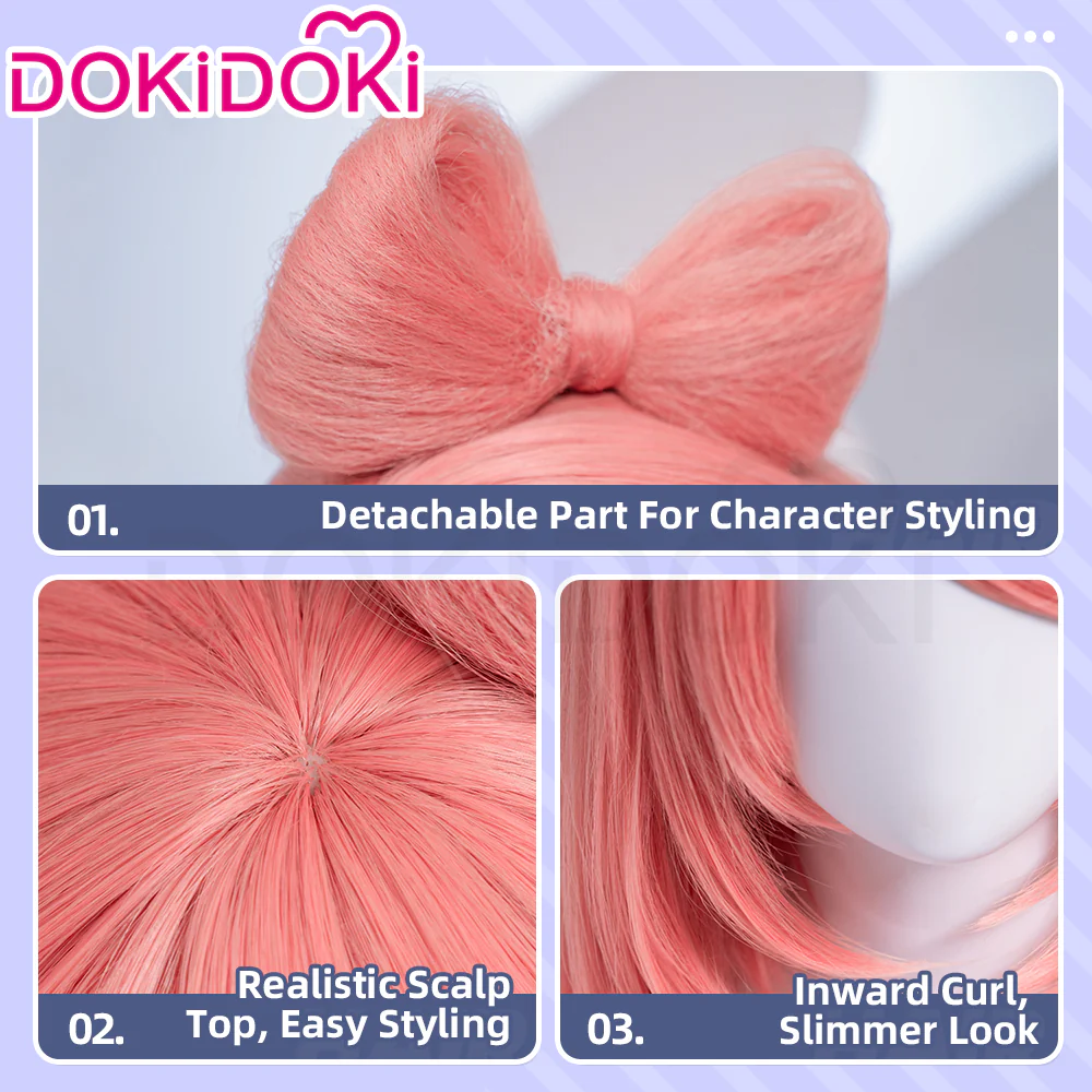 【Ready For Ship】DokiDoki Anime Cosplay Wig Long Straight Pink Wig - Image 4