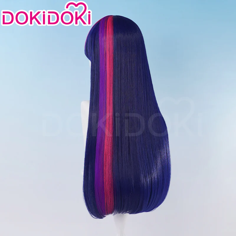 DokiDoki Anime Cosplay Wig Long Straight Purple Pink Highlight Hair - Image 4