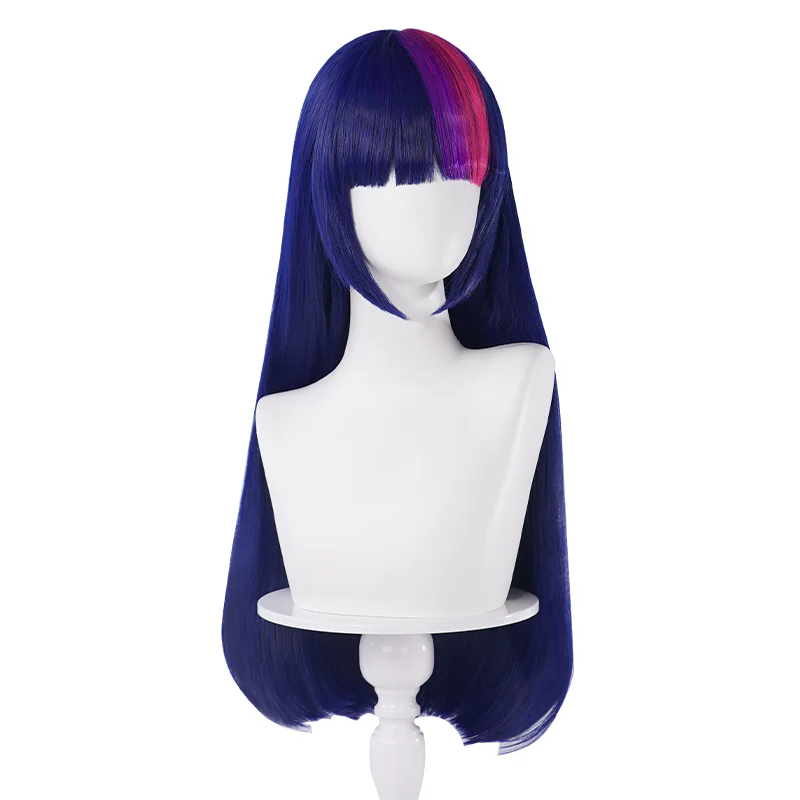 DokiDoki Anime Cosplay Wig Long Straight Purple Pink Highlight Hair - Image 6
