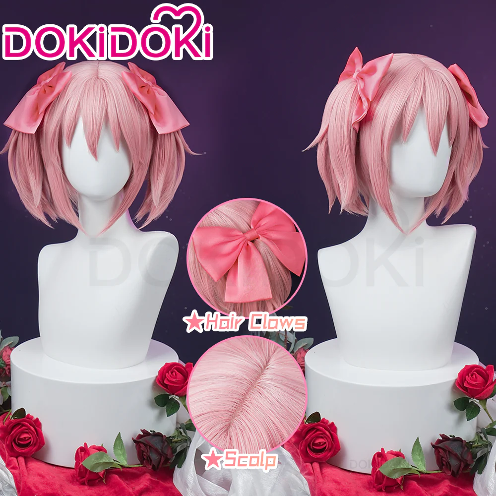 DokiDoki Anime Cosplay Wig Pink Straight Hair / Headwear Cute Halloween