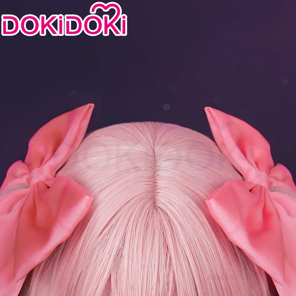DokiDoki Anime Cosplay Wig Pink Straight Hair / Headwear Cute Halloween - Image 5