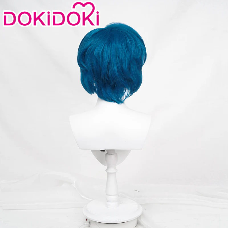 【Ready For Ship】DokiDoki Anime Cosplay Wig Short Blue Curly Hair - Image 2
