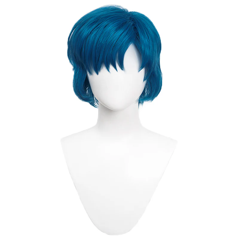【Ready For Ship】DokiDoki Anime Cosplay Wig Short Blue Curly Hair - Image 4